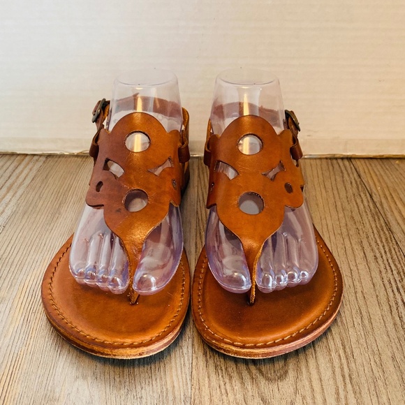 Gaia Bellagio, Italy Womens Brown Leather Slingback Sandals,  40 / 9-9.5. - Picture 1 of 8
